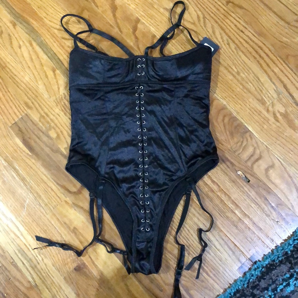 Shiny Black body suit lingerie